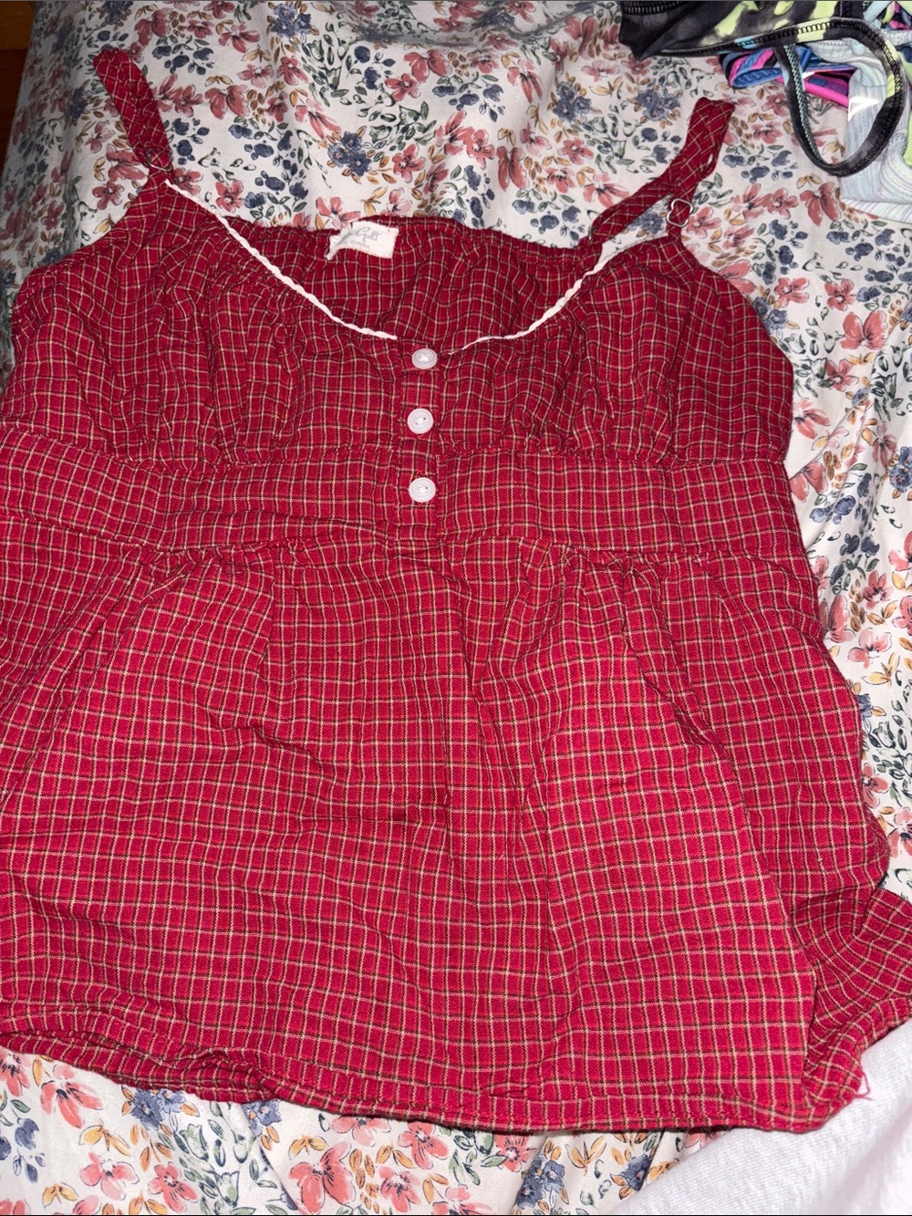 Brandy Melville Red Plaid Button Front Tank